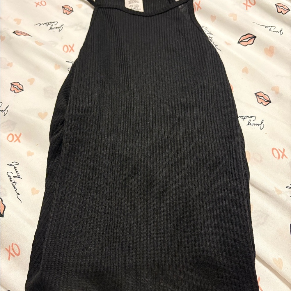 Black Ribbed Sleeveless Top